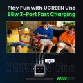 UGREEN Uno 65W USB C Charger Block, Nexode 3-Port GaN Fast Charger with Screen, Fun Robot Gifts for Men Women, Compatible with iPhone 17, MacBook Pro/Air/Neo, XPS, Galaxy S26, Steam Deck, Black.