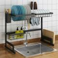 65Cm Kitchen Shelf Organizer Dish Drying Rack Over Sink Utensils Holder Bowl Dish Draining Shelf Kitchen Storage Countertop Organizer.