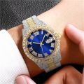 【7Rings Store】(NEW)Luxury Rhinestone Roma Men's Calendar Watch Stainless Steel Band Wristwatches Male Date Relogio.