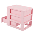 NAMUNY 2X Plastic Drawer Designed 3 Compartment Jewelry Storage Box Pink.