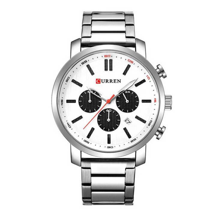 CURREN 8315 Silver Stainless Steel Chronograph Watch For Men