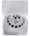 Crassula Blue, elegant Blue stone studded diamond replica necklace set for women -SANDY001B. 