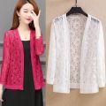 Summer New Lace Cardigan Short One-Suit Skirt Small Shawl Sun Protection Clothing Women's Air Conditioning Shirt Mom Wear Spring Thin Coat.