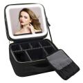 Makeup Bag With Led Lighted Mirror Travel Cosmetic Organizer Adjustable Led Vanity Mirror Women Waterproof Cosmetic Case.