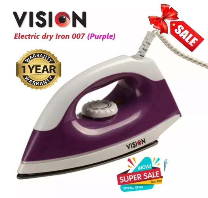 Vision Dry Iron Model Vis-Dei-007 Non-Sticky Coating Sole Plate 1150Watt - Iron Machine: Ironing Made Easy