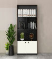 Bookshelf with Drawers Modern Bookcase Storage Rack Shelf Tall Standing Bookshelves, Large Display Racks Book Shelf with 2 Door Cabinet for Bedroom, Living Room, Home Office, White/Antick. 