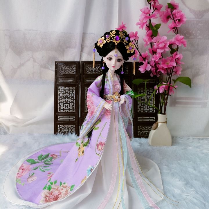 CUANFEN%201/6%20BJD%20Chinese%20Ancient%20Doll%20Hanfu%20Clothes%20Trailing%20Skirt%20Headdress%20Fairy%20Princess%20Doll%20Chinese%20Drama%20Doll%20Toys%20for%20Girls%20-%20Image%203