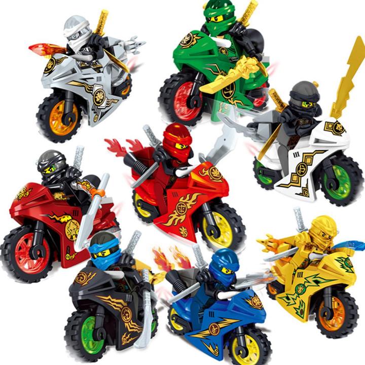 8Stk Ninjago Motorcycle Set Minifigures Ninja Mini Figures Blocks Toys Fits
