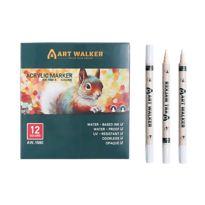 12/24/36 Double-Ended Acrylic Marker Waterproof Quick-Drying Soft-Head Hard-Head Marker Set Artist Student Pro Watercolor Pen