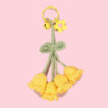 Handmade Keychain  Knitted Keyring  Fashion Yarn  Crocheted Bell Orchid Flower  Car Key Ring Charms. 