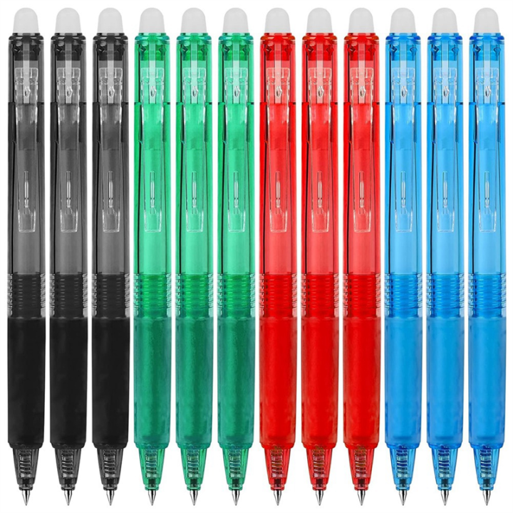 Retractable Erasable Gel Pens, Fine Point 0.7mm,Make Mistakes Disappear, Comfort Grip, for Drawing Writing 12 Pack Easy to Use