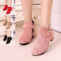 2024 New Korean Autumn and Winter Fleece Warm Girl Boots Matte Boots Mid-Tube Heightened Casual Girls Martin Boots.