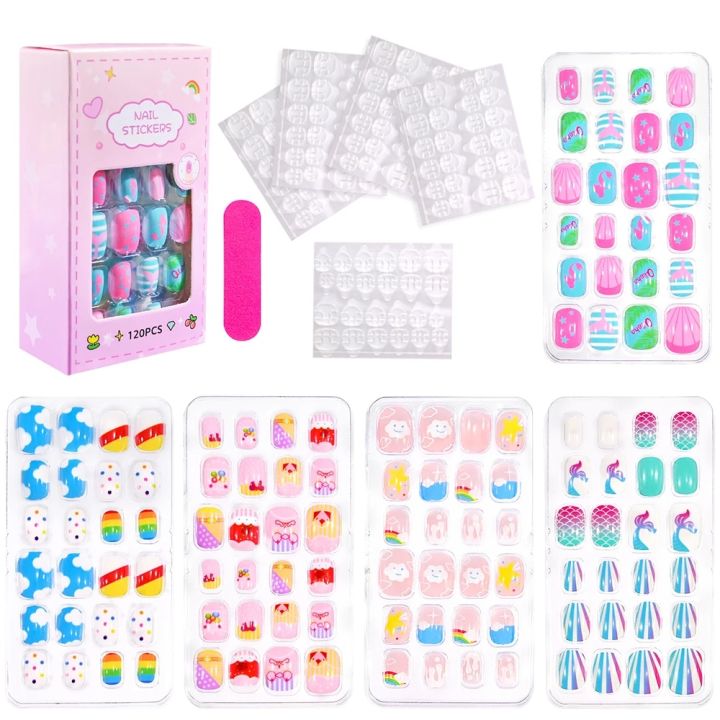 24Pcs/120pcs%20Set%20Cartoon%20Style%20Kids%20Nails%20Detachable%20Press%20On%20Nails%20Full%20Cover%20Press%20Stick%20On%20Nails%20Children%20Decoratio%20-%20Image%202