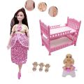 【The road to happiness Store】11.5 "Inch Solid Barbies Pregnant Barbies Doll + 2" Doll + Suitcase Toys Package Doll Accessories. 