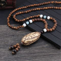 Wholesale boho jewelry Men Vintage Nepal necklace Religion Tribal Wood Beads jewelry handmade long boho beaded necklace women.