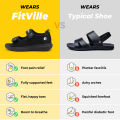 FitVille Men's Sandals Widened Mens Casual Shoes Velcro Lightweight for Plantar Fasciitis Arch Support Relief Pain. 
