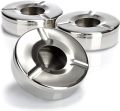Small Round Stainless Stell Ashtray With Wind Proof Lid- 1 ps [9.2cm/3.8cm]. 