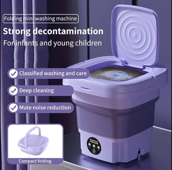 Mini Portable Folding Washing Machine: 8L Cleaning Capacity with Smart Drying Feature