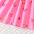 GC Kids Girls Cartoon Butterfly Pattern Dress Round Neck Cotton Ruffled Sleeve Dress Summer Basic Casual Outfits.