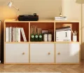 RK Engineered Wood 6 Layers Bookshelf Storage Cabinet Organizer Shelf Horizontal Multi Storage Space Wooden Rack Display Shelf With Drawers.Size: L36XH24X10.