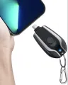 Keychain Portable Charger,1500mAh Mini Power Emergency Pod Key Ring Cell Phone Charger, Ultra-Compact External Fast Charging Power Bank Battery Pack For i-Phone or Type-C. 