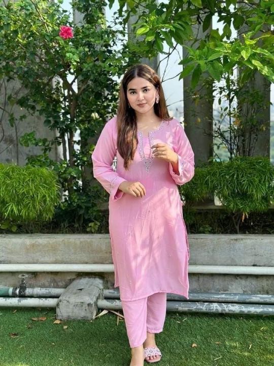 Most Demanding Party Dress Diamond Georgette Two-Piece Set for