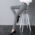 Houndstooth Women's Pants for Outer Wear2022Autumn New Elastic Slimming Skinny Plaid Pants Trendy British Pencil Pants.