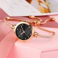 SKMEI 1805 Stainless Steel Analog quartz bracelet Watch For Women-Rose BLACK. 