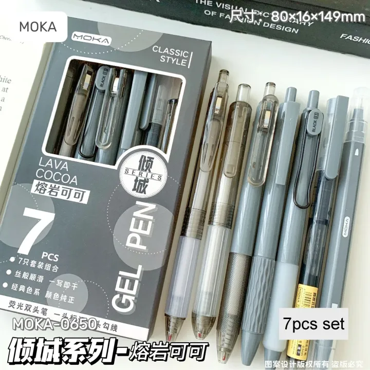 7pcs%20Kawaii%20Pen%20Black%20Ink%20Gel%20Pens%20Double-Headed%20Highlighter%20Aesthetic%20Stationery%20Pen%20Set%20Ballpoint%20Pen%20Back%20To%20School%20-%20Image%206