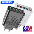 5 Ports 66W USB Charger Wall Adapter Fast Charger For Phone Charging For iphone Samsung Xiaomi Tablet Quick Mobile Charger QC3.0.