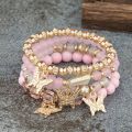 4Pcs Bohemian Butterfly Charm Bracelet Set For Women Crystal Beads Chain Bangle Female Fashion Party Jewelry Gift.