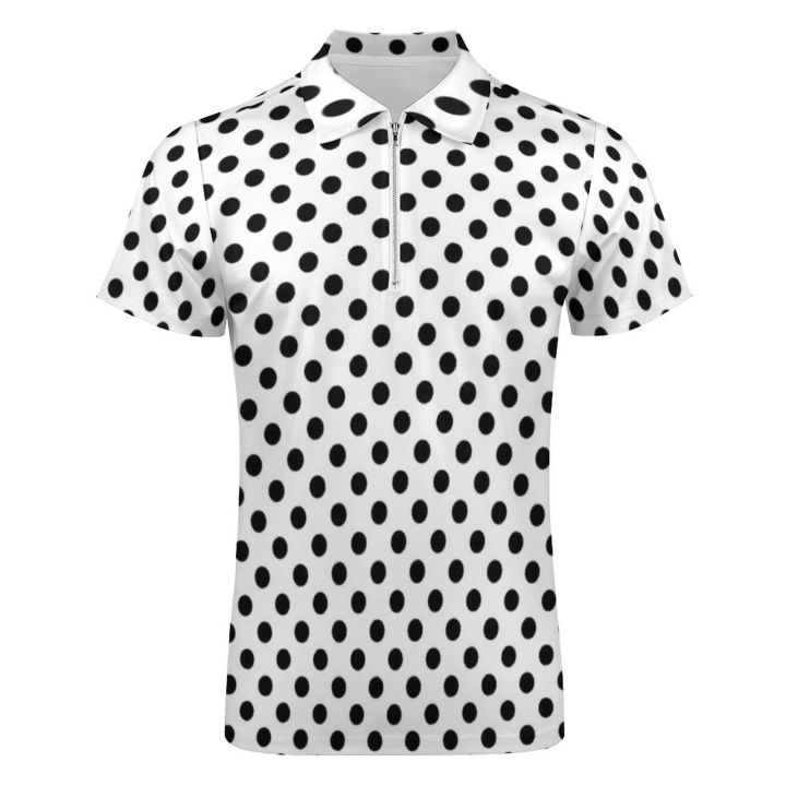 80S%20Style%20Design%20Polo%20Shirts%20Black%20Polka%20Dots%20Casual%20Shirt%20Day%20Fashion%20Men%20Short%20Sleeve%20Collar%20Design%20T-Shirts%20-%20Image%205