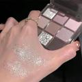 Dikalu 9-color New Korean Eyeshadow Palette Tray Pure Sweet Cool Ash Crushed Diamond Smoked Eye Shadow Plate Women's Makeup. 
