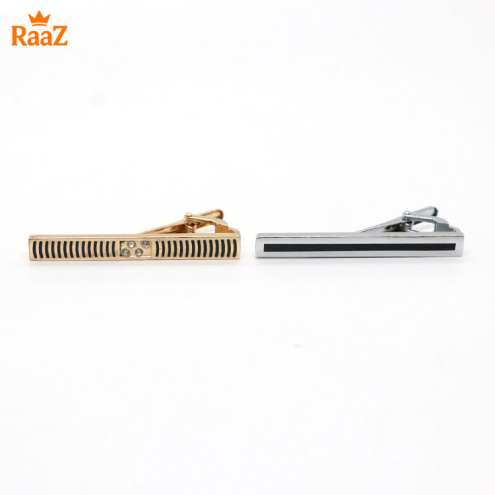 2Pc%20Set%20Stainless%20Steel%20Tie%20Clip%20with%20Mosaic%20Stone%20Design%20for%20Men%20-%20Image%203
