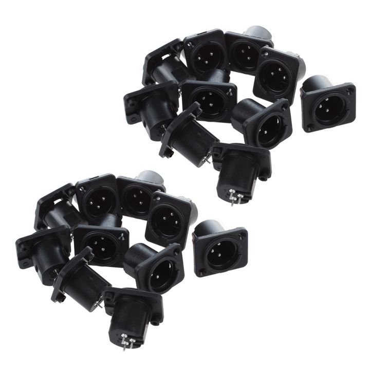 XLR Male Plug Straight Terminal Panel Mounted Connector 20 Pieces