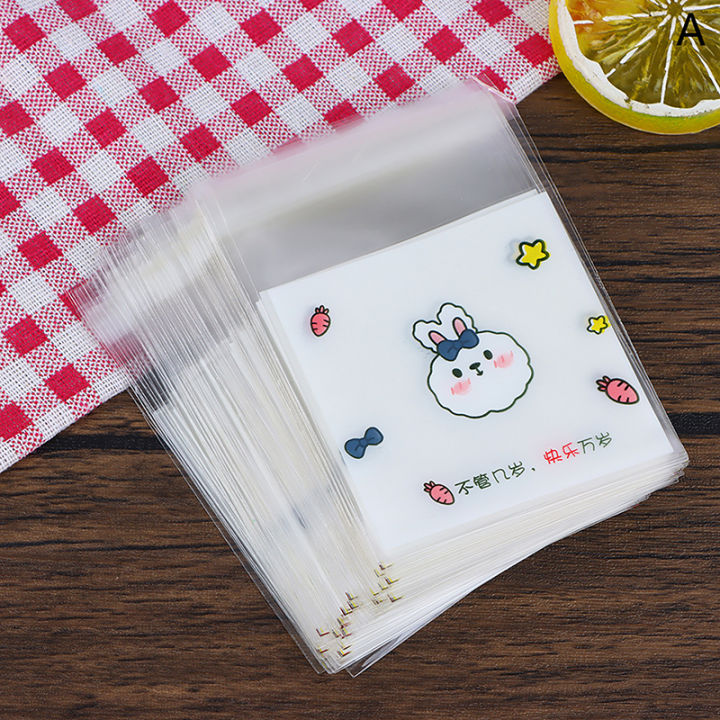 100Pcs Cartoon Cookie Packaging Bag Cookie Snowflake Crispy Packaging Self Sealing Bag Separate Transparent Cute Dessert Bags Hudduo