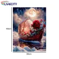 Uniform Texture Rhinestone Art Canvas Diy Craft Rhinestone Painting Kit Colorful Rhinestones for Home Decor Flower Boat Moon Pattern Adult Kids Art Kit. 