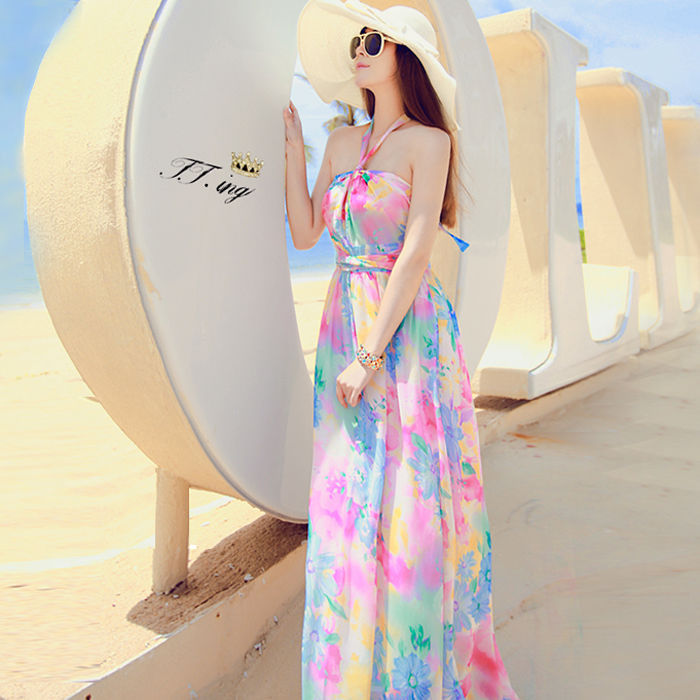 Thailand Sanya Seaside Holiday Beach Dress Women's Summer Boxi Long Dress Chiffon Floral Slimming Dress Dress 028 | Daraz.com.bd Thailand Sanya Seaside Holiday Beach Dress Women's Summer Boxi Long Dress Chiffon Floral Slimming Dress Dress 028 | Daraz.com.bd