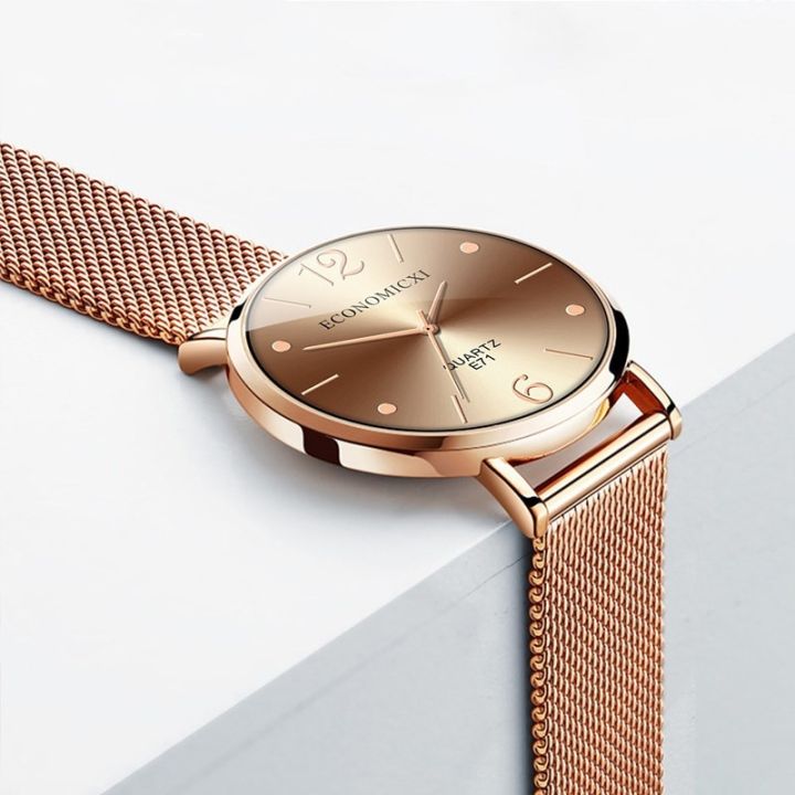 2022 Minimalist Watch Women Fashion Ultra Thin Watches Simple Women Business Stainless Steel Mesh Belt Quartz Watch Gift Clock