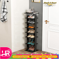 Shoes Storage Stand Simple Modern 7 Tiers Single Shoe Rack Organizer Multi-Shoe Rack Shoe box Storage Shelf Color-White-Black-Walnut. 