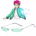 Anime The Disastrous Life Of Saiki K. Cosplay Props Saiki Kusuo Glasses Green Lens Sunglasses Small Frame Daily Cos Fashion. 