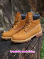 【selevn roind】 New Work Boots Men's Original Comfy Shoes Outdoor Hiking Leather Casual Shoes For Men Basic Boots Waterproof Yellow Boots 10061.
