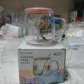 Cute Fruity Mug Glass Mug unicorn print with Spoon and ABS plastic Lid.