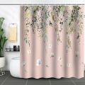 Digital shower curtain cross-border plant flower waterproof polyester bathroom four-piece set of dry and wet separation moisture-proof and mildew-proof isolation curtain.