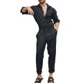 Mens Spring And Autumn Fashion Leisure Solid Color Lapel Pocket Buckle Overalls Jumpsuit Jean Rompers And Jumpsuits for Men. 