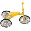 Toy Tricycle Model 3D Car Removable Ornament Metal Rubber Bike for Any Age Birthday Yellow. 