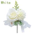 【COOL】 Silk Rose Boutonniere Groom Artificial Flower Bouquet Corsage Bridal Brooch Pins Buttonhole Wedding Party Ceremony Jewelry.