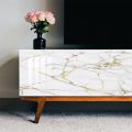 10pcs Gold amp;White Marble Tile Sticker Kitchen Backsplash Oil proof Bathroom Waterproof Wall Decals Peel amp; Stick Art Wallpaper. 
