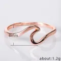 Simple Fashion Sea Wave Rings Ocean Surf Alloy Ring Rose Gold Plated Silver Color Finger Jewelry Rings for Women Surfer Gifts. 
