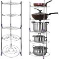 5 Tier Pan Rack Stainless Steel Pan Pot Organiser Rack Adjustable Multi-Layer Rack Saucepan Stand Pans Lid Storage Shelf Cookware Organizer Holder Standing Storage Cabinet Thicken Steel Tube. 